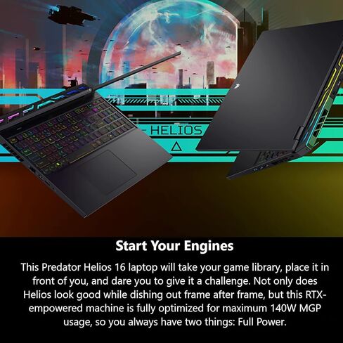 لابتوب الألعاب آيسر بريداتور هيليوس 16 | انتل كور i7-13700HX | انفيديا جي فورس ار تي اكس 4060 | 16 بوصة 2560 × 1600 165 هرتز G-SYNC | 16 جيجابايت DDR5 | 1 تيرابايت Gen 4 SSD | Killer Wi-Fi 6E | تمكين الطيار | PH16-71-71AV in Saudi Arabia