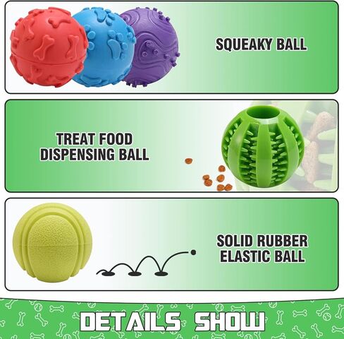 BINGPET 6 عبوات من ألعاب الكلاب التفاعلية، ألعاب متينة للكلاب في الهواء الطلق للمضغ العدواني، كرات ضاحكة للكلاب الصغيرة والمتوسطة الكبيرة، ألعاب مضغ لطيفة للكلاب على شكل كرة حلوى لإبقائها مشغولة in Kuwait