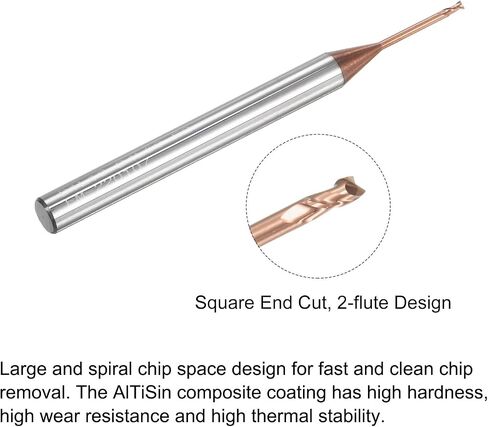 uxcell Square Nose End Mill, 1mm Solid Carbide AlTiSin Coated Long Reach CNC Router Bits 2 Flutes Milling Cutter with Extended Neck, 12mm Cutting Length 4mm Shank in Saudi Arabia