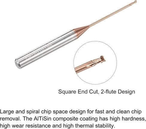 uxcell Square Nose End Mill, 1mm Solid Carbide AlTiSin Coated Long Reach CNC Router Bits 2 Flutes Milling Cutter with Extended Neck, 12mm Cutting Length 4mm Shank in Saudi Arabia