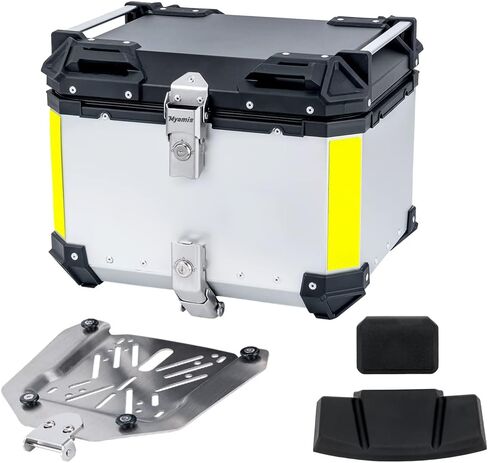 Motorcycle Top Case Tail Box 45L Thick Aluminum Hard Motorcycle Trunk with Backrest and Bracket Sturdy Luggage Storage Rear Tour Box in Saudi Arabia