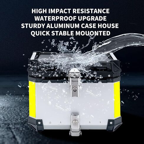 Motorcycle Top Case Tail Box 45L Thick Aluminum Hard Motorcycle Trunk with Backrest and Bracket Sturdy Luggage Storage Rear Tour Box in Saudi Arabia
