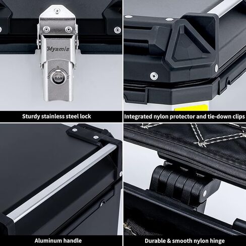 Motorcycle Top Case Tail Box 45L Thick Aluminum Hard Motorcycle Trunk with Backrest and Bracket Sturdy Luggage Storage Rear Tour Box in Saudi Arabia