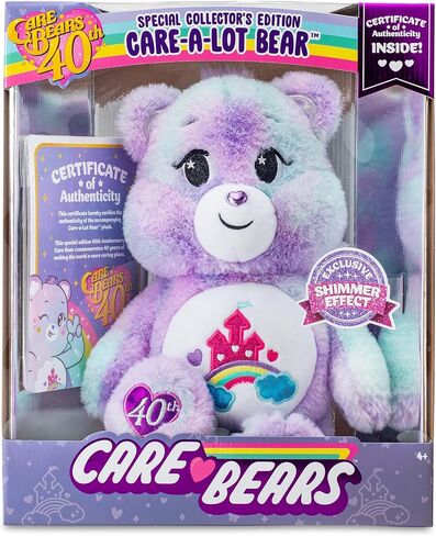 Care Bears Care-a-Lot Bear - الذكرى السنوية الأربعون - قطيفة أرجوانية للأعمار من 4 سنوات فما فوق - حيوانات محشوة، فائقة النعومة ومحبوبة - مناسبة للفتيات والفتيان والموظفين وهواة الجمع، هدية رائعة لعيد الحب للأطفال in Saudi Arabia