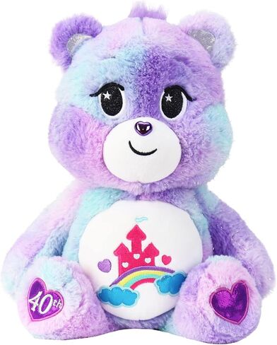 Care Bears Care-a-Lot Bear - الذكرى السنوية الأربعون - قطيفة أرجوانية للأعمار من 4 سنوات فما فوق - حيوانات محشوة، فائقة النعومة ومحبوبة - مناسبة للفتيات والفتيان والموظفين وهواة الجمع، هدية رائعة لعيد الحب للأطفال in Saudi Arabia