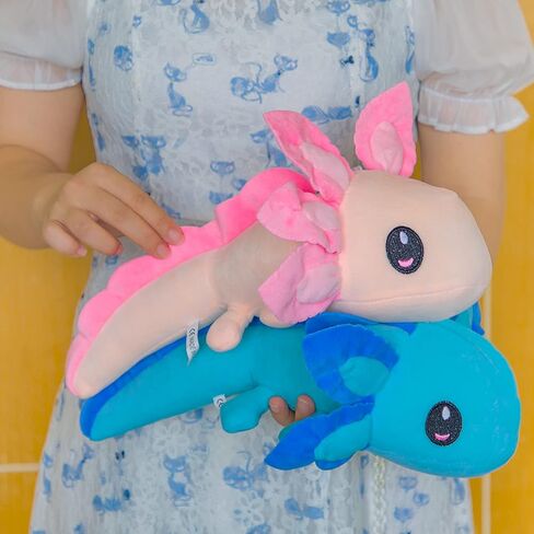 لعبة Axolotl القطيفة، 35.56 سم حيوان Axolotl المحشو، هدايا دمية قطيفة السلمندر Axolotl للأولاد والبنات وأعياد الميلاد والكريسماس والعام الجديد (أزرق + أسود) in Kuwait