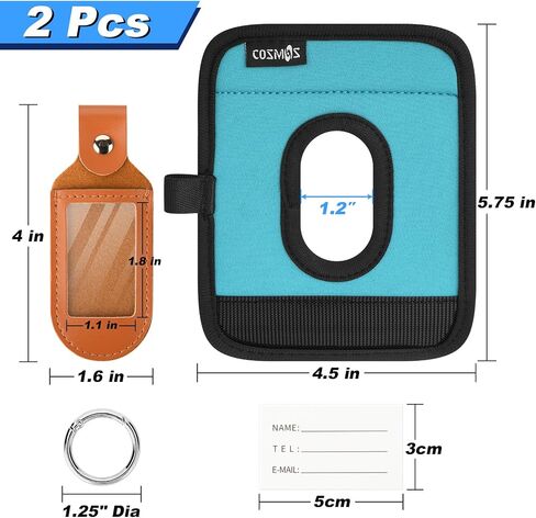 Cosmos 2 Sets Luggage Handle Wrap Grip Handle Cover Luggage Identifier - Hollow Design Baggage Identifier Tag for Telescopic Handle Travel Suitcase Trolley Case, with PU Luggage Tag (Blue) in Saudi Arabia