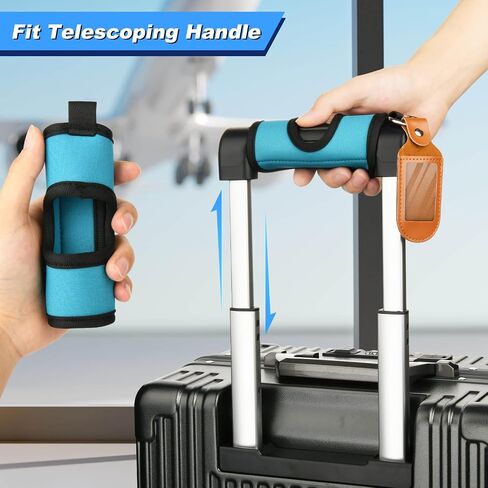 Cosmos 2 Sets Luggage Handle Wrap Grip Handle Cover Luggage Identifier - Hollow Design Baggage Identifier Tag for Telescopic Handle Travel Suitcase Trolley Case, with PU Luggage Tag (Blue) in Saudi Arabia