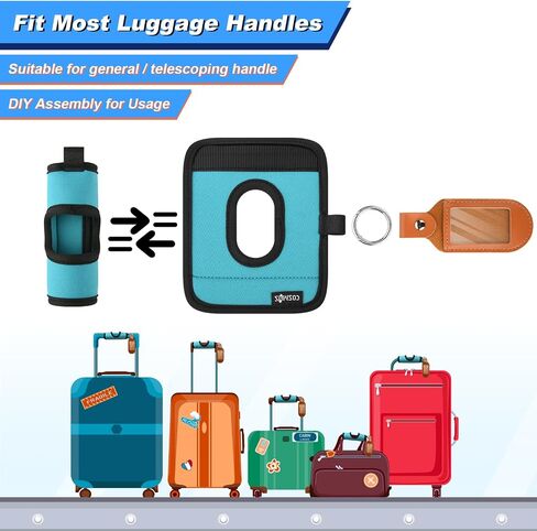 Cosmos 2 Sets Luggage Handle Wrap Grip Handle Cover Luggage Identifier - Hollow Design Baggage Identifier Tag for Telescopic Handle Travel Suitcase Trolley Case, with PU Luggage Tag (Blue) in Saudi Arabia