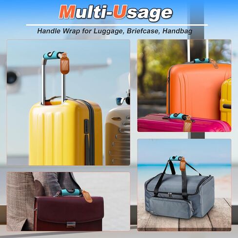 Cosmos 2 Sets Luggage Handle Wrap Grip Handle Cover Luggage Identifier - Hollow Design Baggage Identifier Tag for Telescopic Handle Travel Suitcase Trolley Case, with PU Luggage Tag (Blue) in Saudi Arabia