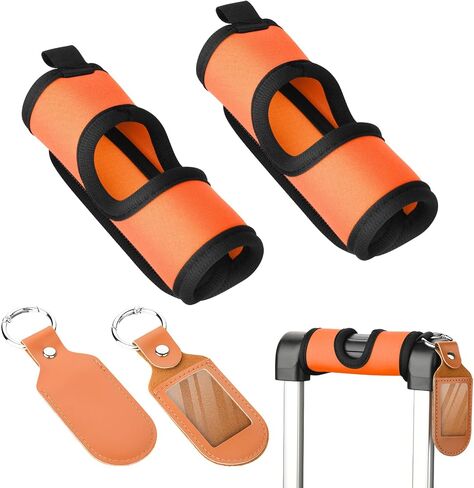 Cosmos 2 Sets Luggage Handle Wrap Grip Handle Cover Luggage Identifier - Hollow Design Baggage Identifier Tag for Telescopic Handle Travel Suitcase Trolley Case, with PU Luggage Tag (Blue) in Saudi Arabia