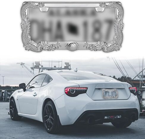 2PCS Car License Plate Frame American Standard License Plate Holder, Car License Plate Covers with Screws & Tools (Dragon, 12.65 * 6.5 * 3.85) in Saudi Arabia