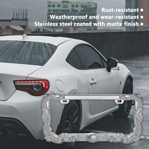 2PCS Car License Plate Frame American Standard License Plate Holder, Car License Plate Covers with Screws & Tools (Dragon, 12.65 * 6.5 * 3.85) in Saudi Arabia