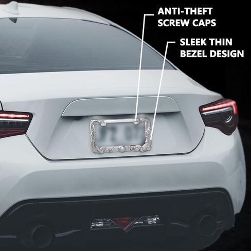 2PCS Car License Plate Frame American Standard License Plate Holder, Car License Plate Covers with Screws & Tools (Dragon, 12.65 * 6.5 * 3.85) in Saudi Arabia