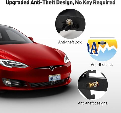 حامل لوحة ترخيص لسيارة Tesla 2017 إلى 2023 موديل Y 3، Gen 2، إطار لوحة ترخيص أمامي من سبائك الألومنيوم الفاخر مع قفل مضاد للسرقة، بدون حفر أو مواد لاصقة in Kuwait