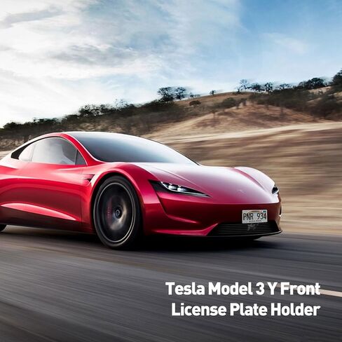 حامل لوحة ترخيص لسيارة Tesla 2017 إلى 2023 موديل Y 3، Gen 2، إطار لوحة ترخيص أمامي من سبائك الألومنيوم الفاخر مع قفل مضاد للسرقة، بدون حفر أو مواد لاصقة in Kuwait