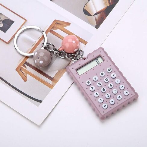 Mini Calculator, Keychain Design Calculator Portable Cute Cookies Style Key Chain Calculator Candy Color Pocket Calculator () in Saudi Arabia