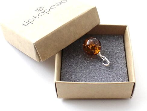 TipTopEco Cognac Baltic Amber Round Ball Pendant Made with Silver (Cognac) in Saudi Arabia