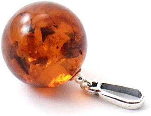 TipTopEco Cognac Baltic Amber Round Ball Pendant Made with Silver (Cognac) in Saudi Arabia