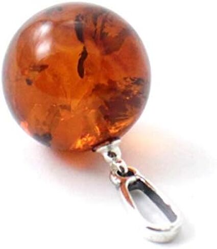 TipTopEco Cognac Baltic Amber Round Ball Pendant Made with Silver (Cognac) in Saudi Arabia
