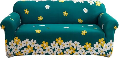 Qubjus Stretch Sofa Cover Printed Couch Cover Patterned with One Separate Cushion Cover Oversized for 4 Cushion Couches Sofas Washable Elastic Universal Furniture Protector(X-Large,Beige Flower) in Saudi Arabia