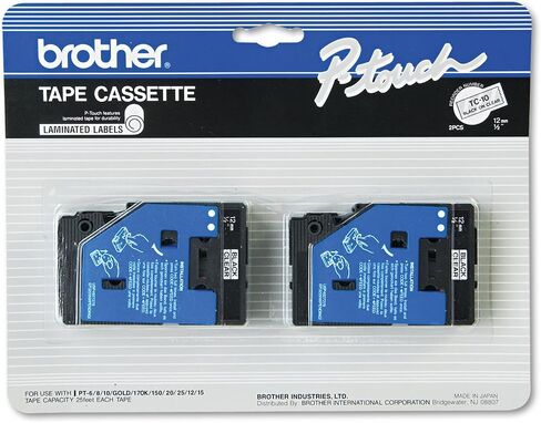 Brother TC10 TC Labeling Tapes for P-Touch Labelers, 1/2-Inch w, Black on Clear, 2/Pack in Saudi Arabia
