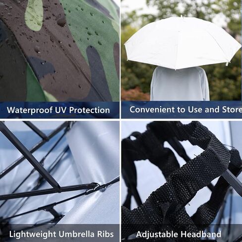 Umbrella Hat for Adult, 36.2" Diameter Fishing Umbrella Hat Folding Adjustable Sun Rain Cap, Oversize Waterproof UV Protection Fishing Headwear for Outdoor Party Beach Hiking in Saudi Arabia