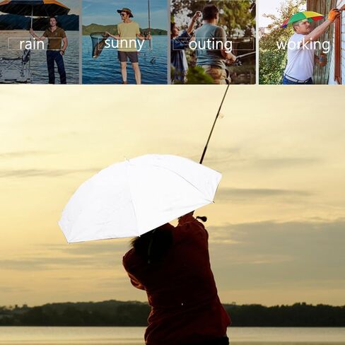 Umbrella Hat for Adult, 36.2" Diameter Fishing Umbrella Hat Folding Adjustable Sun Rain Cap, Oversize Waterproof UV Protection Fishing Headwear for Outdoor Party Beach Hiking in Saudi Arabia