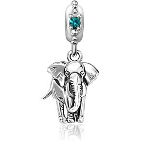 Elephant Mom Daughter Animals Dangle Womens Bead Charms for Sister Wife Grandma Birthstone Fits Pandora Bracelets