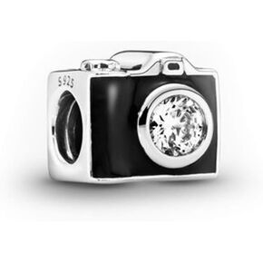 Vintage Black Camera Charm fits Pandora Bracelets Photographer Journalist Women Sterling Silver Birthday Christmas