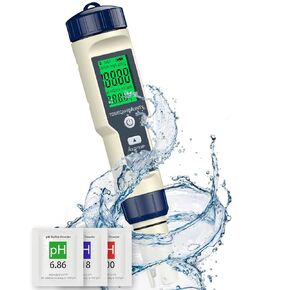 Pawfly Pool Salt Tester & pH Meter, 5 in 1 pH Salinity TDS EC & Temperature Meter, Digital Salinity Tester TDS Meter for Swimming Pool Drinking Water Aquarium Hot Tub Saltwater & Spa