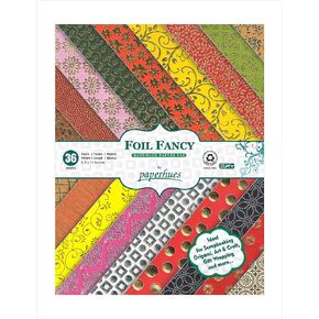 Foil Fancy Collection Handmade Scrapbook Papers 8.5x11" Pad, 36 Sheets.