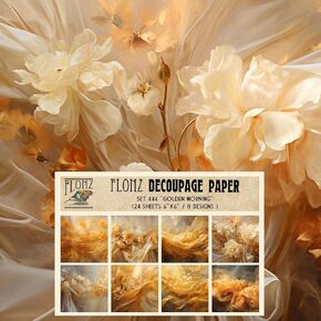 Decoupage Paper Pack (24 Sheets 6"x6") Golden Morning # Vintage Styled Pattern Paper for Decoupage, Craft and Scrapbooking