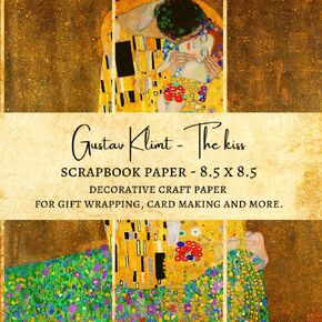 Gustav Klimt The Kiss Scrapbook Paper 8.5 x 8.5 | Decorative Craft Paper for Gift Wrapping, Card Making and More: Premium Famous Art Decor Craft Pages