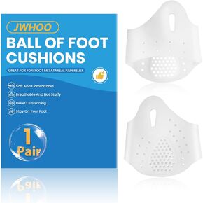 Metatarsal Pads (1 Pair), Soft & Durable Ball of Foot Cushions for Men & Women, Gel Toe Separator Spacers, Idea Foot Pads for Mortons Neuroma, Blisters, Callus, Metatarsal Pain Relief - White in Kuwait