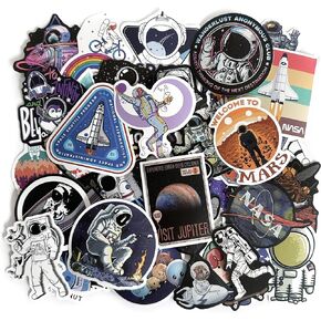 ملصقات ناسا 50 قطعة من ملصقات الفينيل المقاومة للماء لزجاجة المياه والكمبيوتر المحمول والأمتعة والسيارة والدراجة والدراجات ومجموعة ملصقات رائد الفضاء الكون in Kuwait