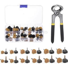 24 Pairs High Heel Replacement Tips 2.4/3.0mm Nail Diameter 6 Size(8-12mm) U Shaped with 6 Inches Stiletto Remove Pliers for Women Shoe Heel Repair