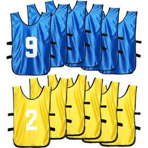 Haysandy 24 Pcs Pinnies Scrimmage Vests and 48 Pieces Iron on Numbers Team Practice Jersey Soccer Basketball Bibs Training Vest Sports Pinnies for Men Adult Youth Training Sport Supplies