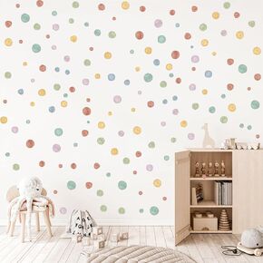 Colorful Dot Decal,Watercolor Polka Dots Wall Sticker DIY Decoration for Nursery Kids Bedroom Classroom Decor, Living Room Playing Room Decoration,Removable Wall Stickers (Colorful Dot Decal)