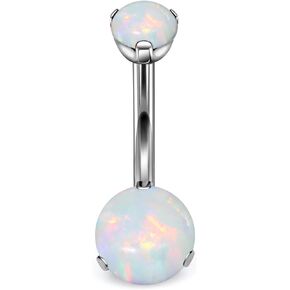 F136 Titanium Multicolor Brilliant Opal Navel Belly Button Ring VCH Piercing Jewelry for Women 14G 10mm Aretes Para El Ombligo Hypoallergenic