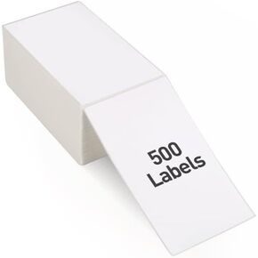 Fanfold 4"x 6" Direct Thermal Shipping Labels Self Adhesive, 500 Postage Mailing Labels for Thermal Printer, Fangtek Soonmark Zebra Compatible