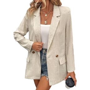 Summer Linen Blazers Jackets for Women Lightweight 2024 Spring Long Sleeves Business Casual Outfits Work Office Blazer Suit