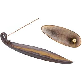 مجموعة حامل البخور - قطعتين من مبخرة أوراق الشجر، حاملات البخور للعصي لصائد الرماد، تصميم طبيعي حديث، صينية لالتقاط رماد البخور، الأفضل للعدادات، وغرفة التأمل، واليوجا، والمنزل، والمكتب in Kuwait