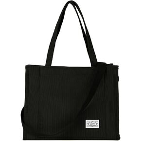 Corduroy Tote Canvas Bag, Large Satchel Handbag Shoulder Bags Fashion Casual Travel Shopping Daily Bag