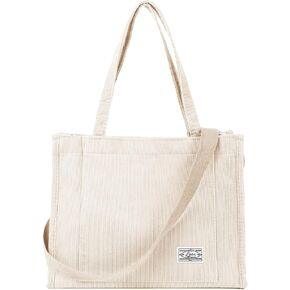 Corduroy Tote Canvas Bag, Large Satchel Handbag Shoulder Bags Fashion Casual Travel Shopping Daily Bag