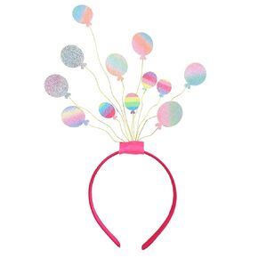 Needzo Glitter Balloon Birthday Girl Headband, Sparkly Rainbow Design, Hair Accessory for Birthdays, Parties, One Size Fits Most