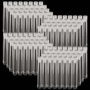 250 PCS 10 ML Plastic Test Tubes, 16 x 100 MM Clear Test Tubes with Cap Test Tubes Bulk for Experiments and Party Storing