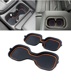 3D Cup Holder for Honda CRV Accessories 2023 2024 Center Console Liner Inserts Silicone Anti-dust Mat Pad Interior Decoration (2 Pcs, Orange Trim)