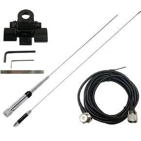 Car Antenna 38 inch Mobile Radios Antenna 144/430MHz with PL-259/SO-239/UHF Female Connector and White Antenna Mount 770R Station Antenna for Dual Band VHF/UHF Ham Mobile Radio Station Antenna