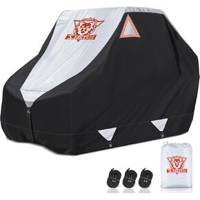 XYZCTEM UTV Cover,Outdoor Waterproof All-Weather Protection UTV Cover Compatible with Polaris RZR Can-Am Yamaha Honda Kawasaki Suzuki,and More.with Upgraded Windproof Straps(Silver,2-3 Seater Plus)